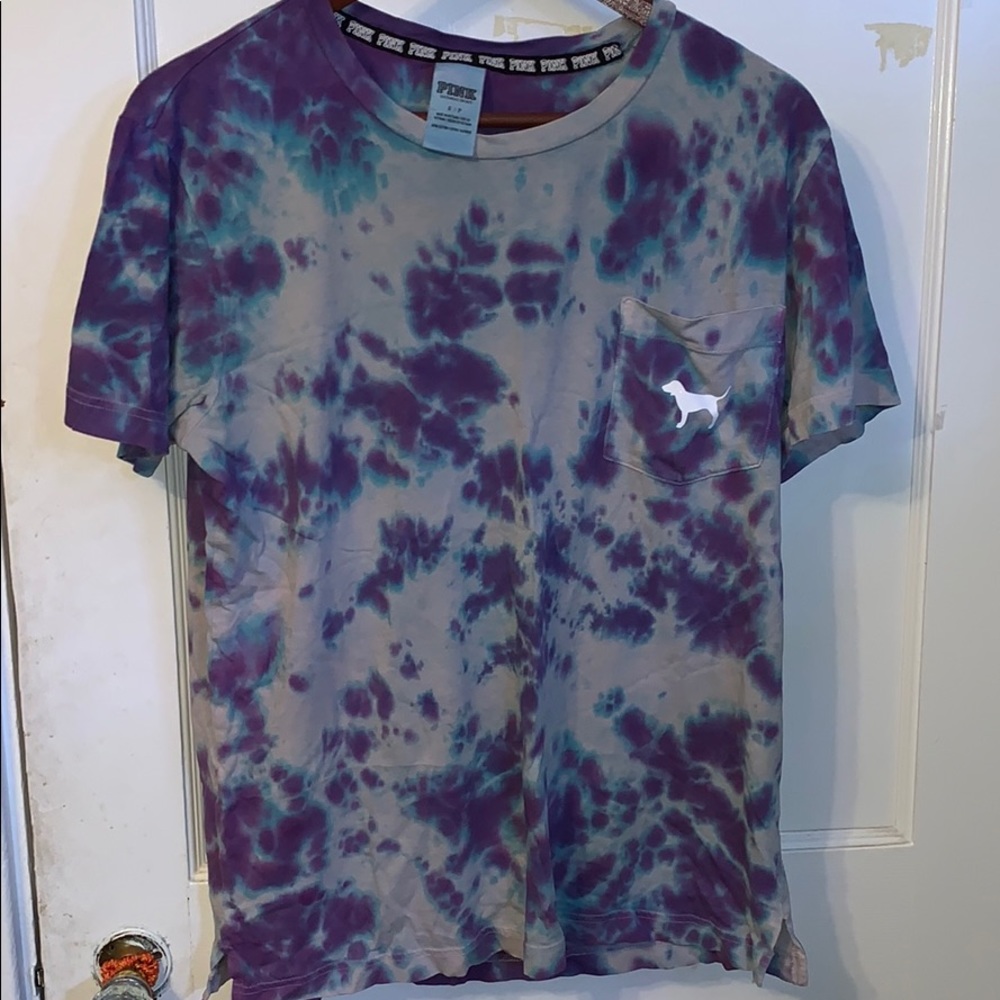 NWOT VS PINK Short Sleeve Tie Dye Pocket Tee S